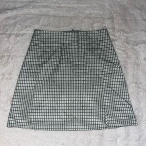 Green plaid skirt with slits